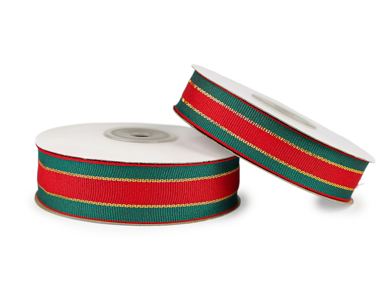 Vánoční stuha s lurexem šíře 20 mm, 25 mm, střední, 2 (25 mm) červená zelená