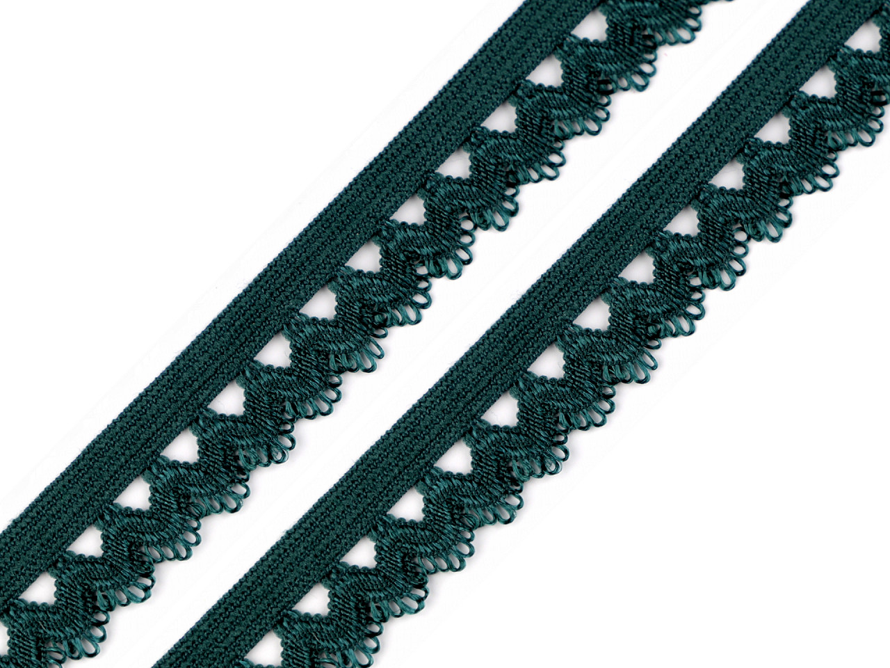 Decorative elastic band 15 mm wide, dark green, 25 m