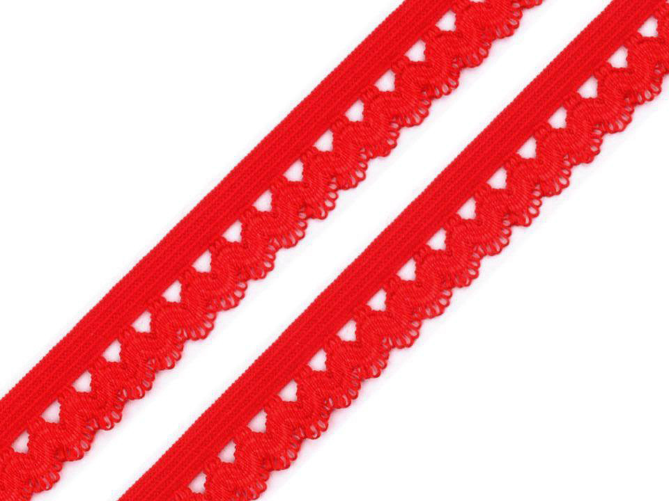 Decorative elastic band width 15 mm, red, 25 m