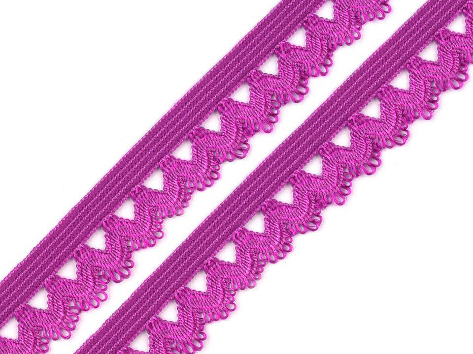 Decorative elastic band 15 mm wide, wine fuchsia, 25 m