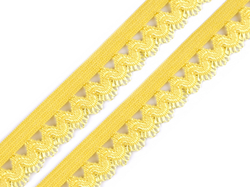 Decorative elastic band 15 mm wide, yellow, 25 m