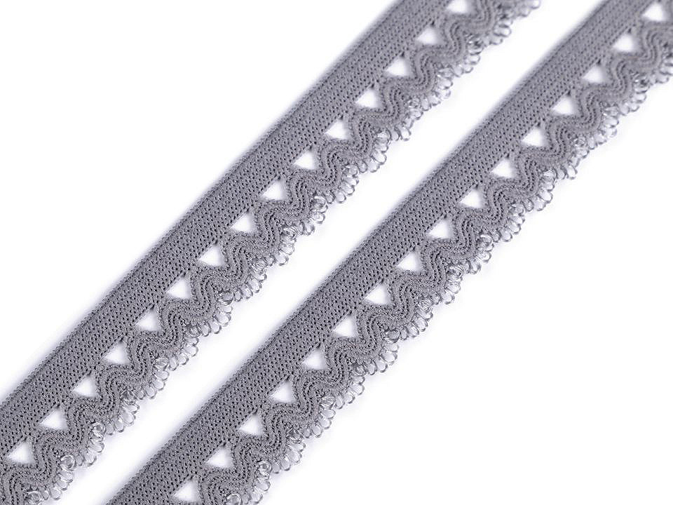 Decorative elastic band 15 mm wide, dove grey, 25 m