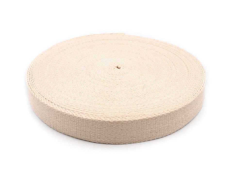 Bavlnený popruh šírka 30 mm hrubší režný