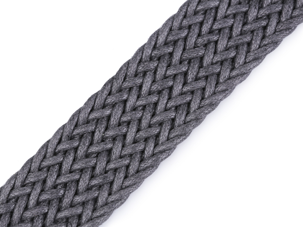 Braided strap width 30 mm, gray hematite, 1 m