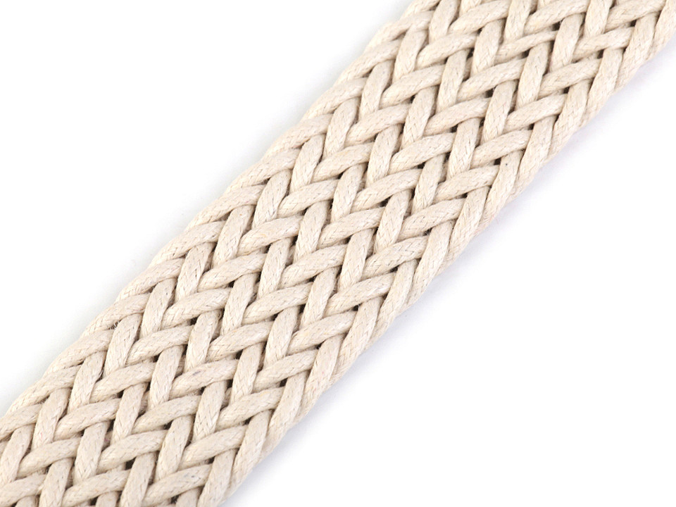 Braided strap 30 mm wide, light jute, 1 m