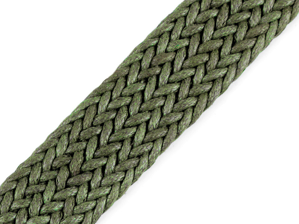 Braided strap width 30 mm, khaki green, 1 m