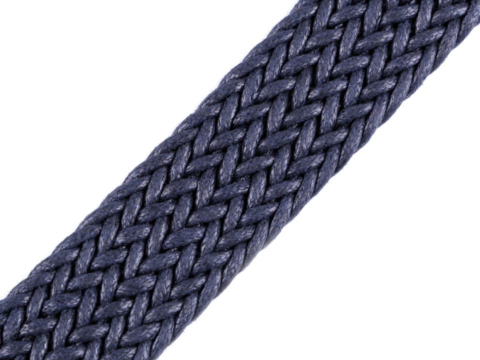 Braided strap 30 mm wide, dark blue, 1 m