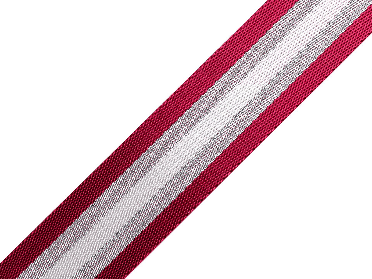 Hladký oboustranný popruh s lurexem šíře 38 mm, střední, 1 šedá světlá stříbrná