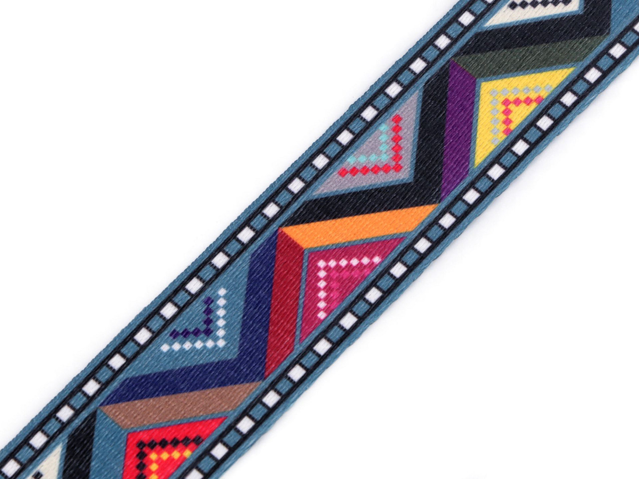 Oboustranný popruh šíře 38 mm, střední, 1 bílo-modrá