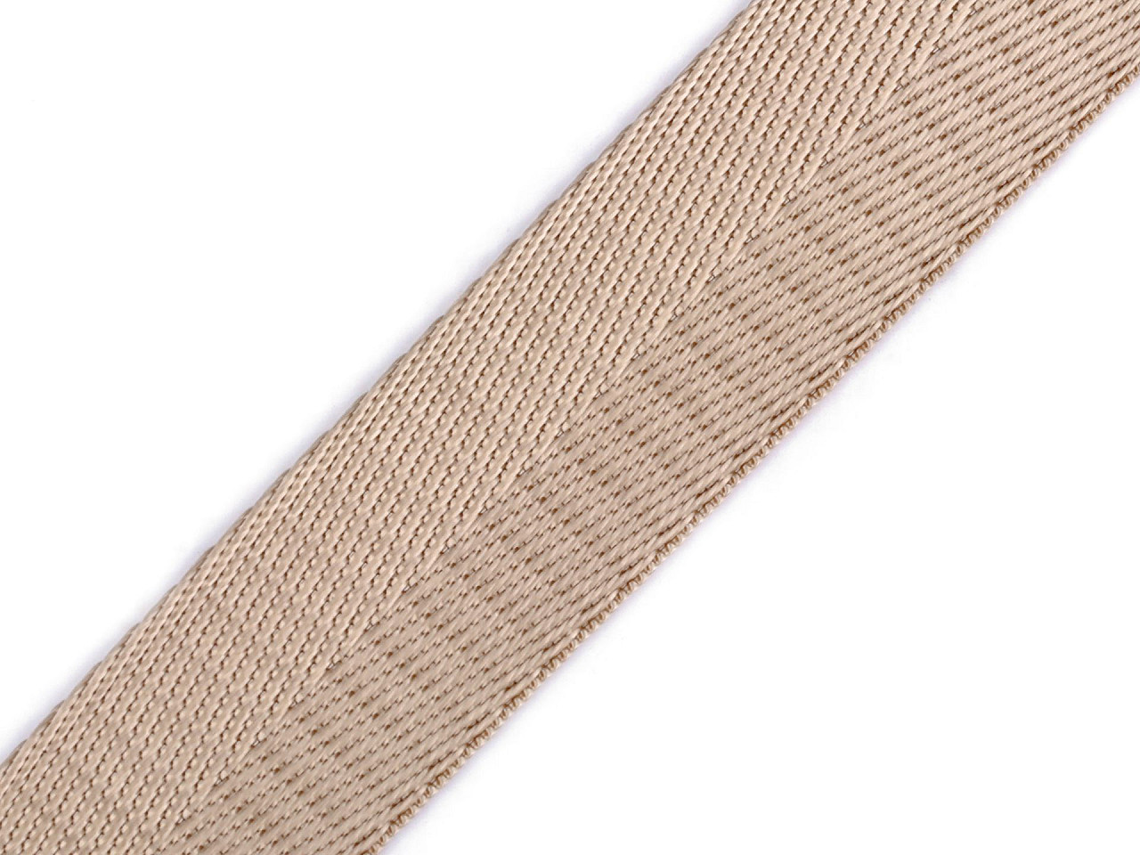 Smooth double-sided strap with a gloss, width 25 mm, light beige, 1 m