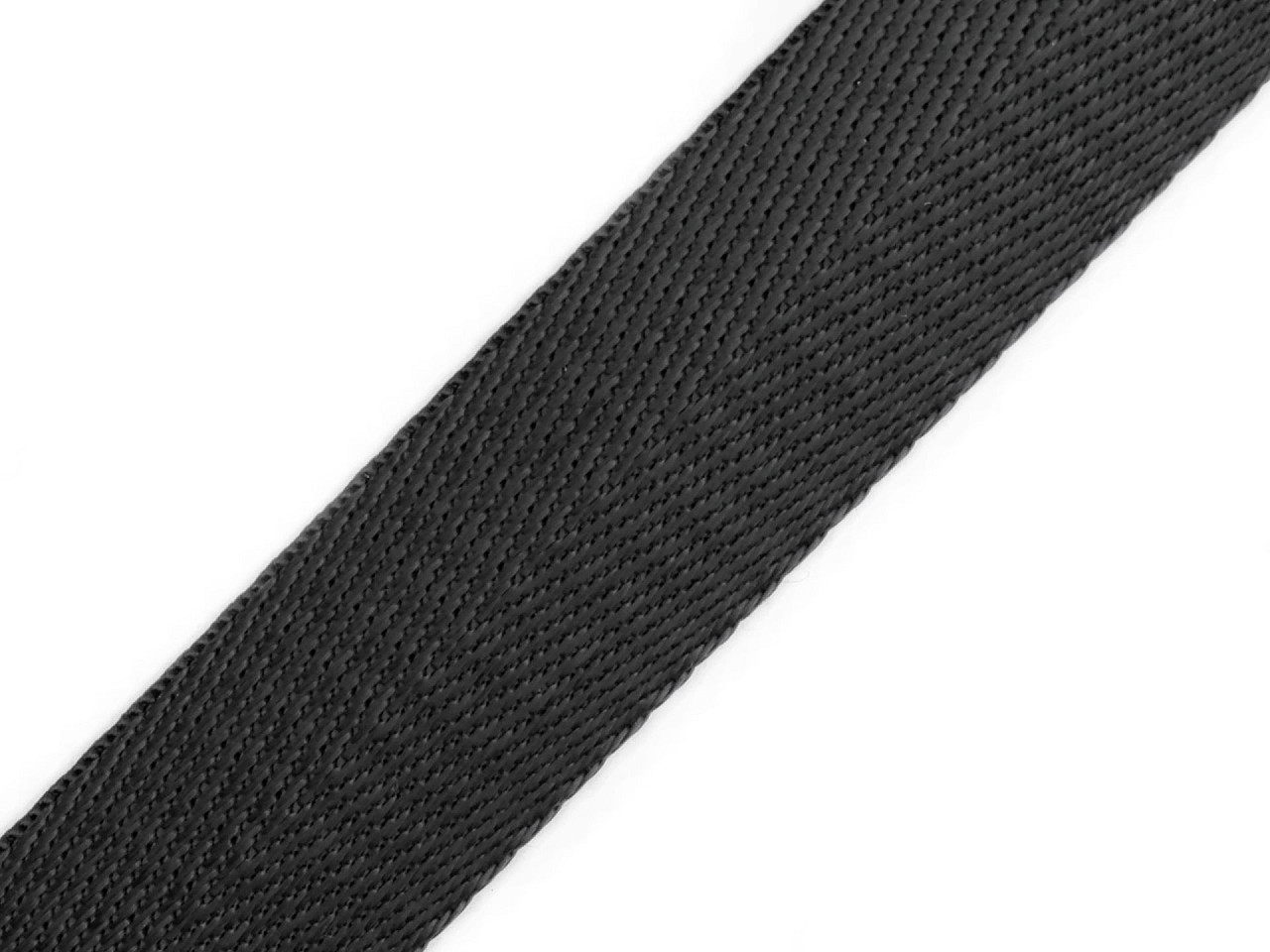 Smooth double-sided strap with a gloss, width 25 mm, black, 1 m