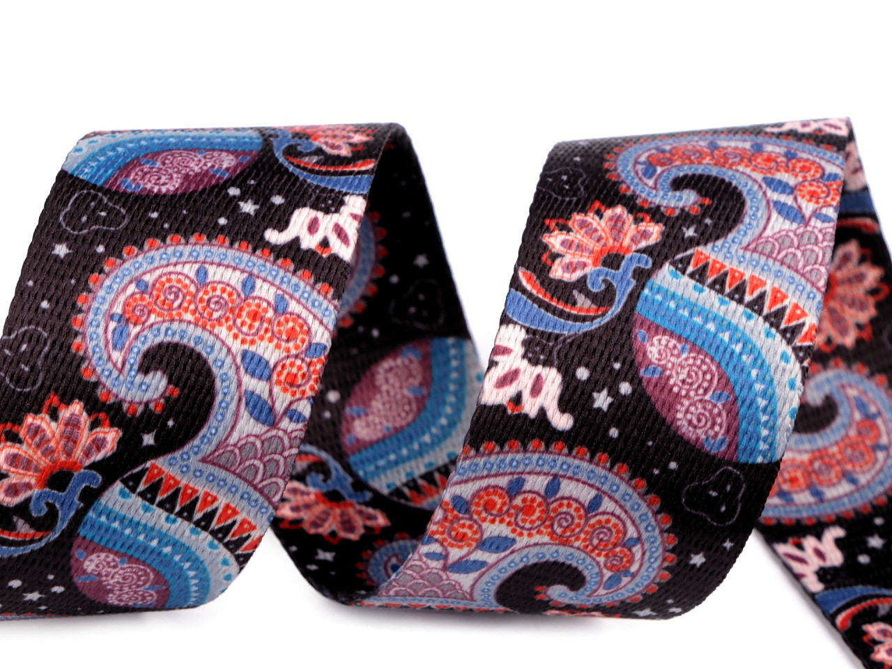 Hladký obojstranný popruh paisley šírka 38 mm