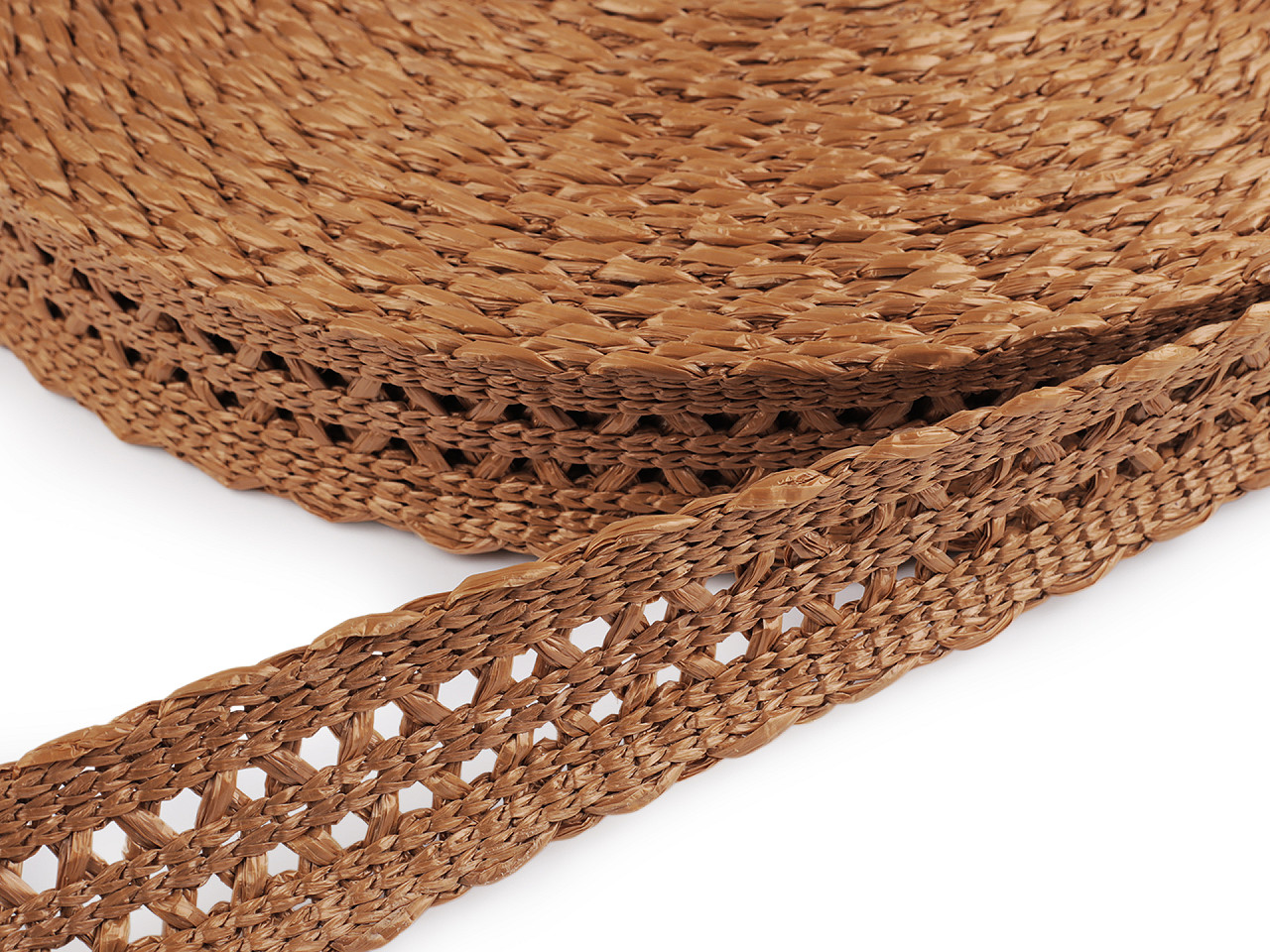 Splétaný popruh šíře 50 mm imitace slámy, střední, 1 přírodní