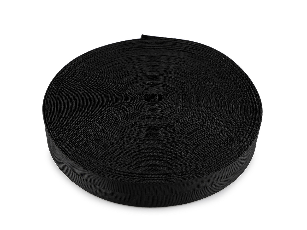 Hladký popruh s leskem šíře 32 mm, střední, černá