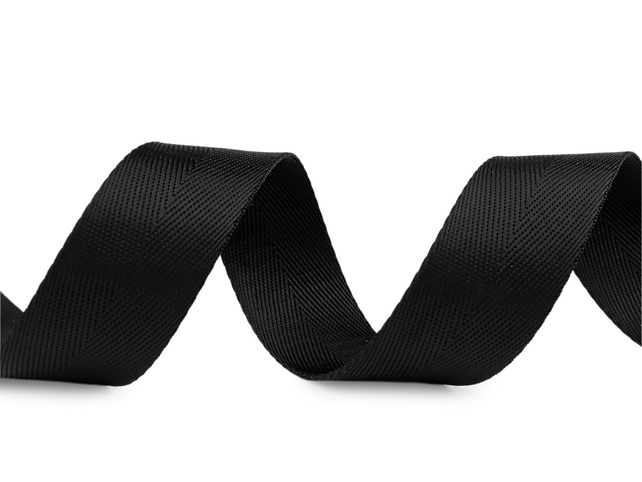 Hladký popruh s leskem šíře 32 mm, střední, černá