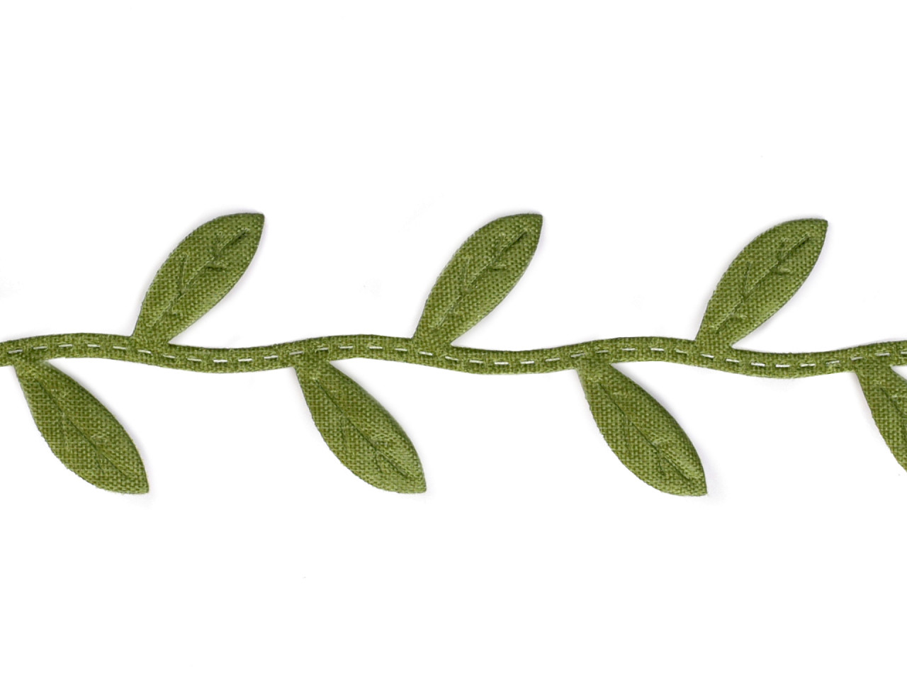 Saténový prýmek šíře 25 mm listy, velké, 2 zelená
