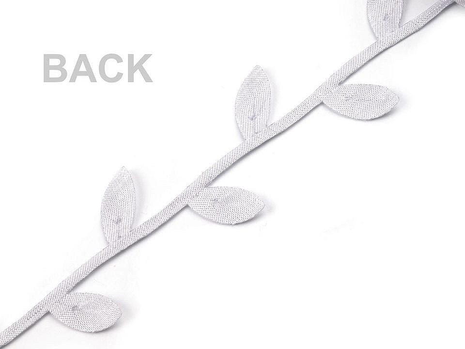 Saténový prýmek šíře 25 mm listy, velké, 2 zelená