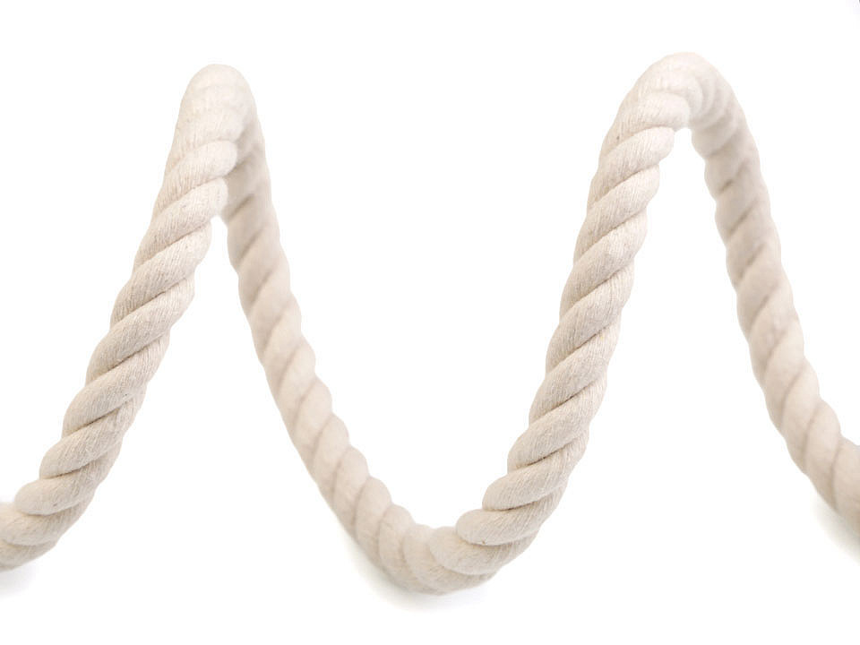 Bavlnená šnúra krútená Ø10 mm tuhá, macrame