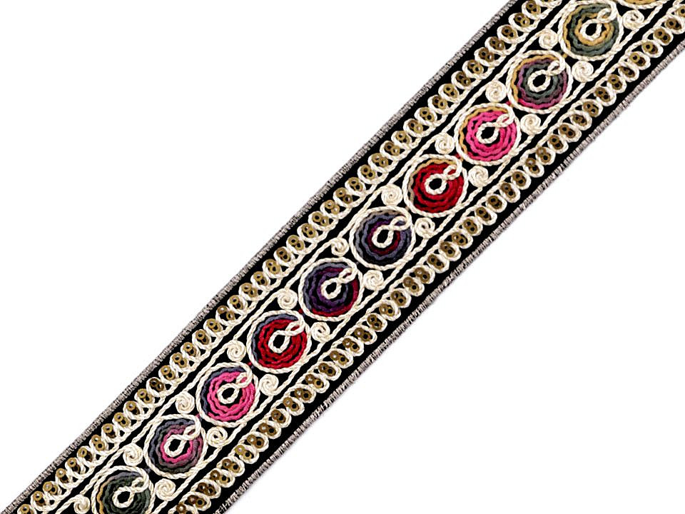 Prámik / vzorovka s flitrami šírka 45 mm, imitácia zamatu
