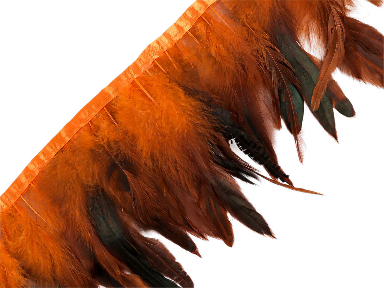 Prýmek - kohoutí peří 14-16 cm, střední, 5 modrá tmavá