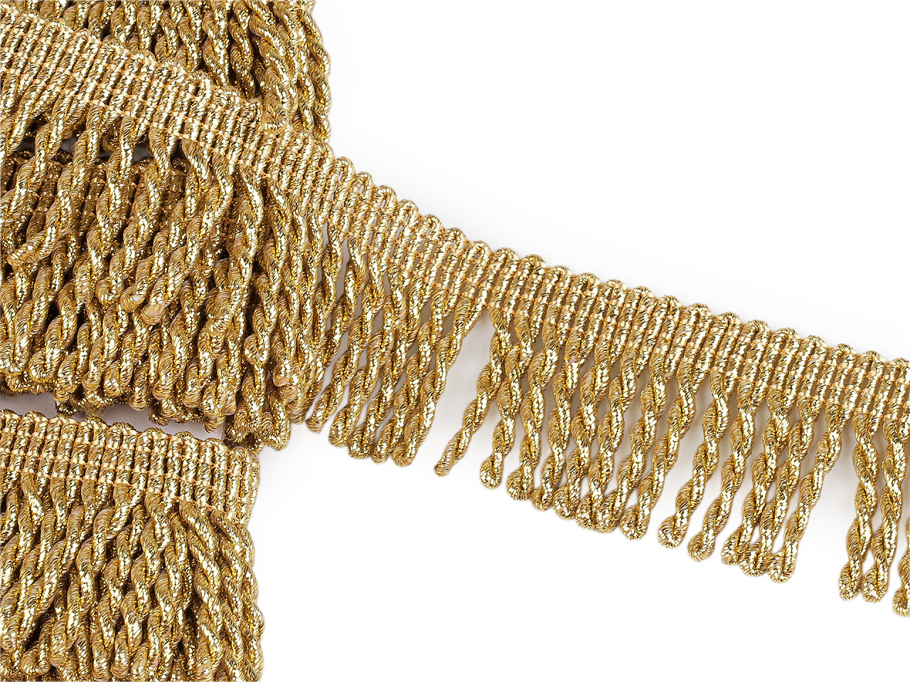 Třásně lurexové kroucené šíře 50 mm, střední, 1 stříbrná