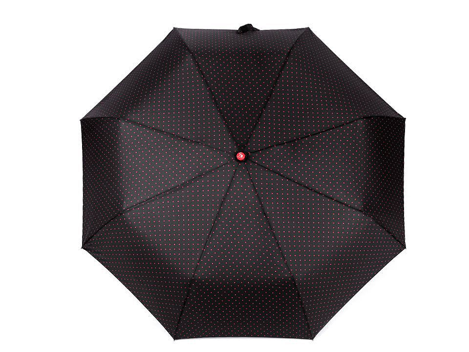 Umbrelă de damă pliabilă cu buline, neagră, 1 buc