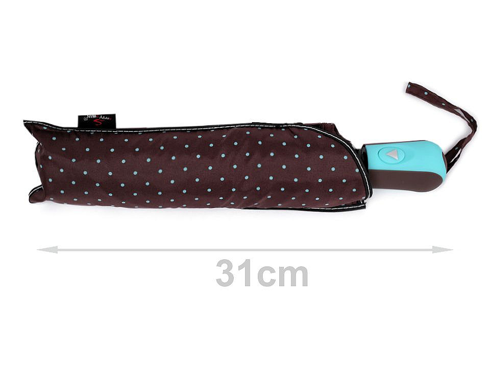 Ladies' folding umbrella with polka dots, brown, 1 pc