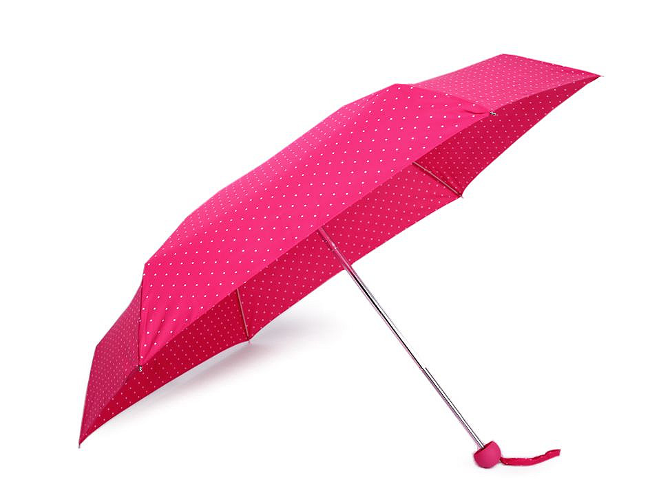 Mini umbrelă pliabilă cu buline, roz-zmeură, 1 buc