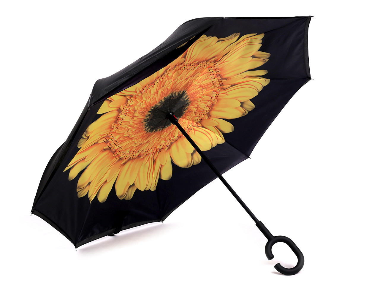 Umgedrehter Regenschirm, zweilagig, orange-gelb, 1 Stück