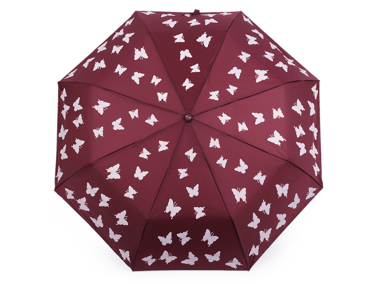 Umbrela pliabilă pentru femei, cu deschidere automată, model fluture magic, culoare bordo, 1 buc.