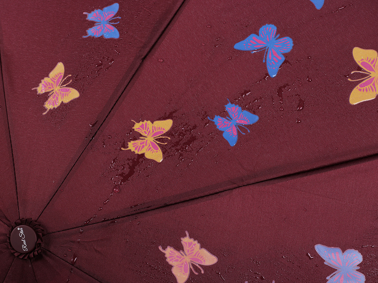 Magischer Damen-Faltregenschirm Schmetterling, schwarz, 1 Stück