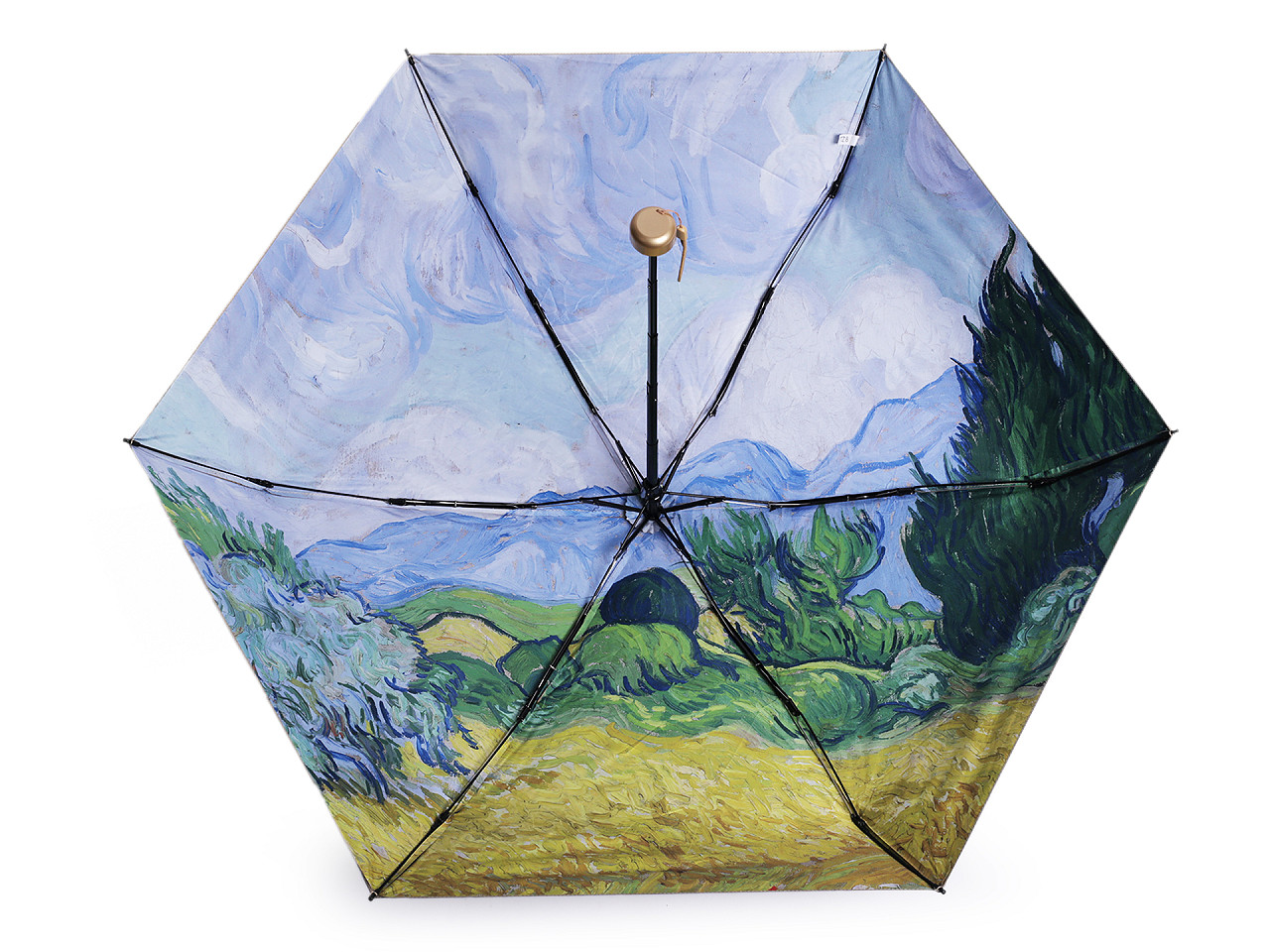 Mini umbrelă metalică pliabilă pentru femei, decorată pe interior, albastru deschis, 1 buc