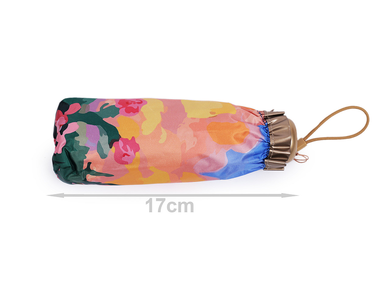 Mini umbrelă pliabilă metalică pentru femei, decorată pe interior, roz somon deschis, 1 buc