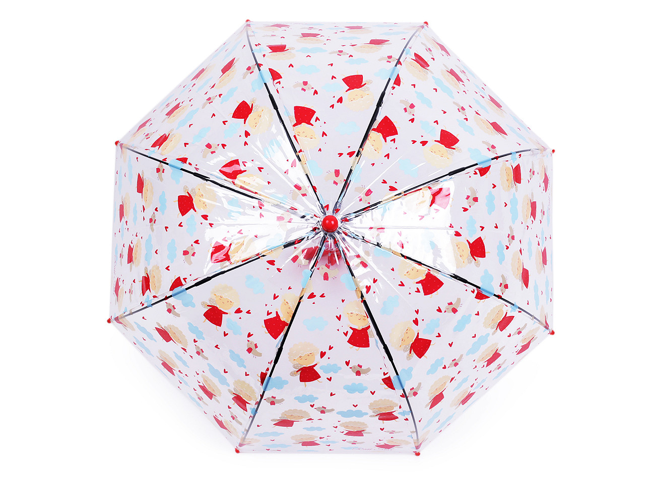 Umbrela transparentă pentru copii, roșie, 1 buc
