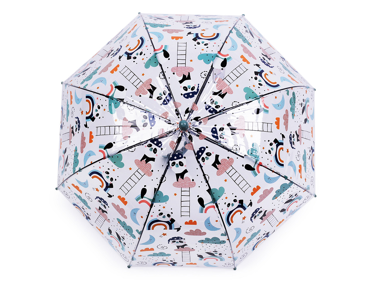 Kinder-Durchsichtiger-Regenschirm, grau-grün, 1 Stk