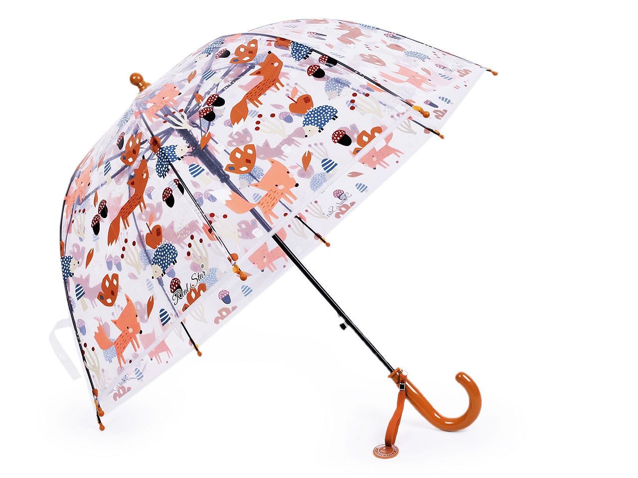 Childrens transparent pop-up umbrella, red, 1 pc