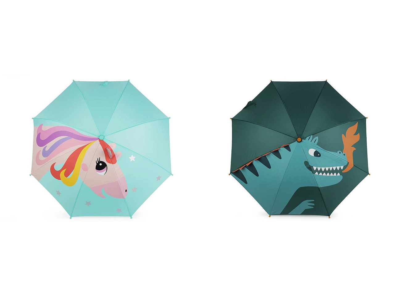 Dětský deštník jednorožec, dinosaurus, střední, 4 zelená tmavá dinosaurus