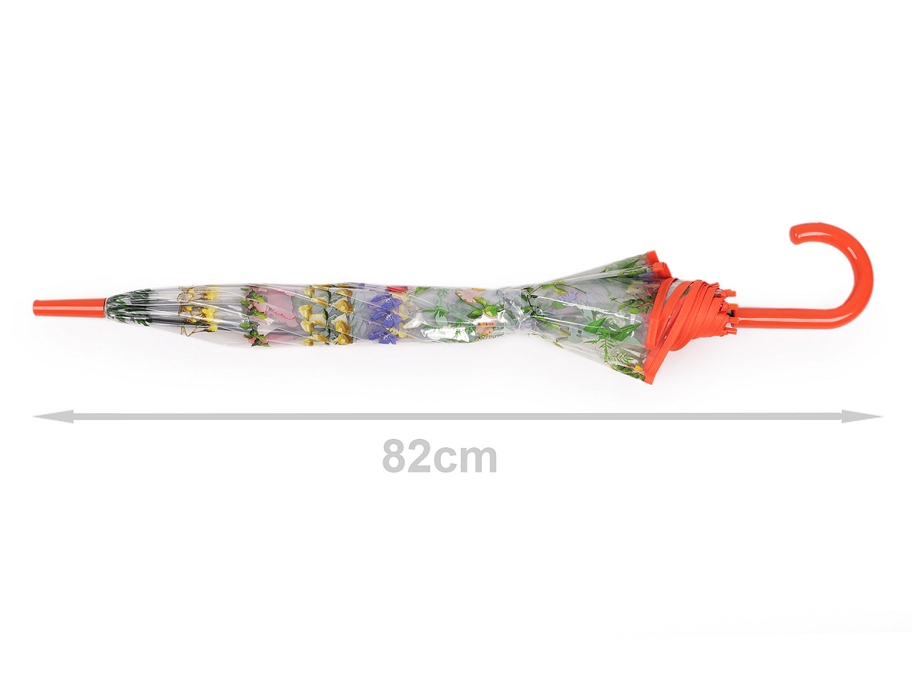 Transparenter Damen-/Mädchen-Regenschirm mit Wiesenblumen, schwarz, 1 Stück