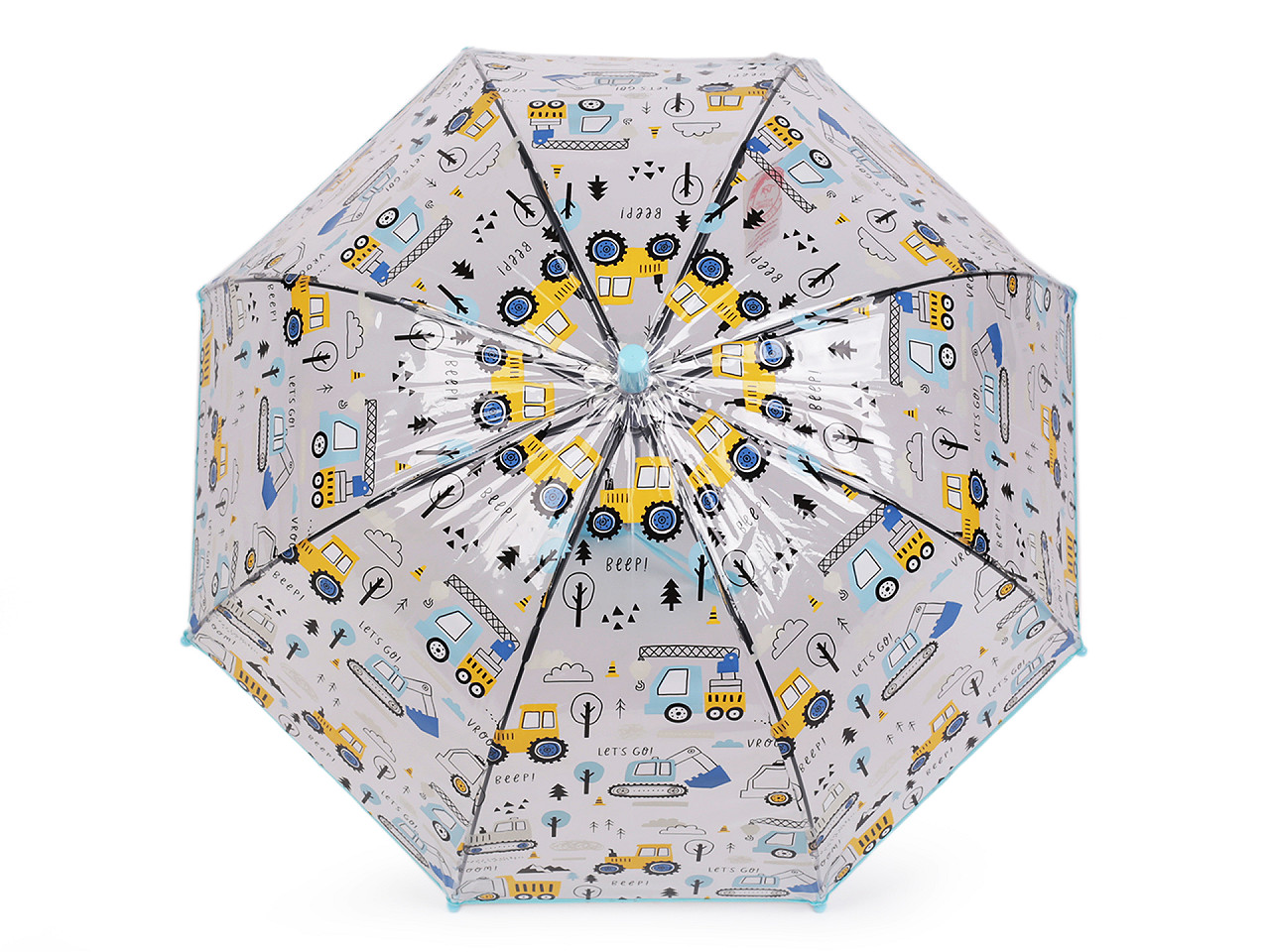 Durchsichtiger Regenschirm für Jungen mit Automotiv, blau, 1 Stück