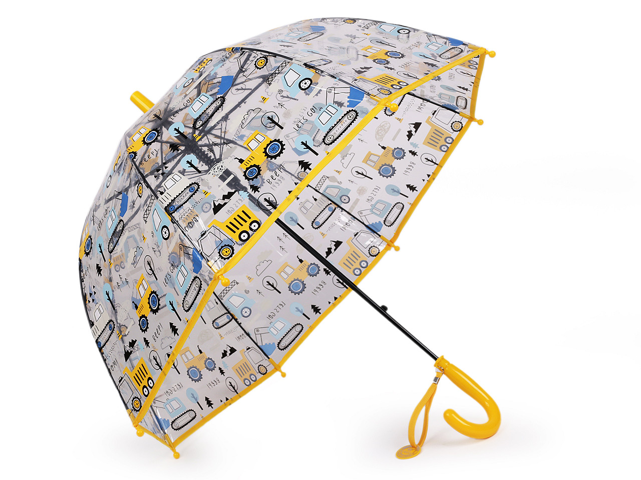 Umbrela transparentă pentru băieți cu mașină, albastru de nu-mă-uita, 1 buc