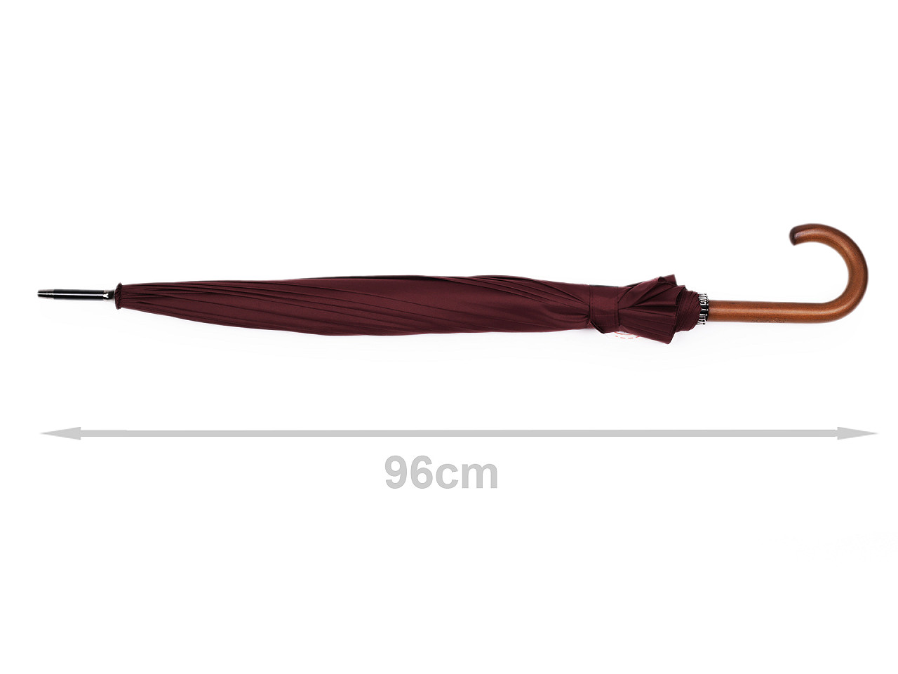 Large family umbrella with wooden handle, brown, 1 pc