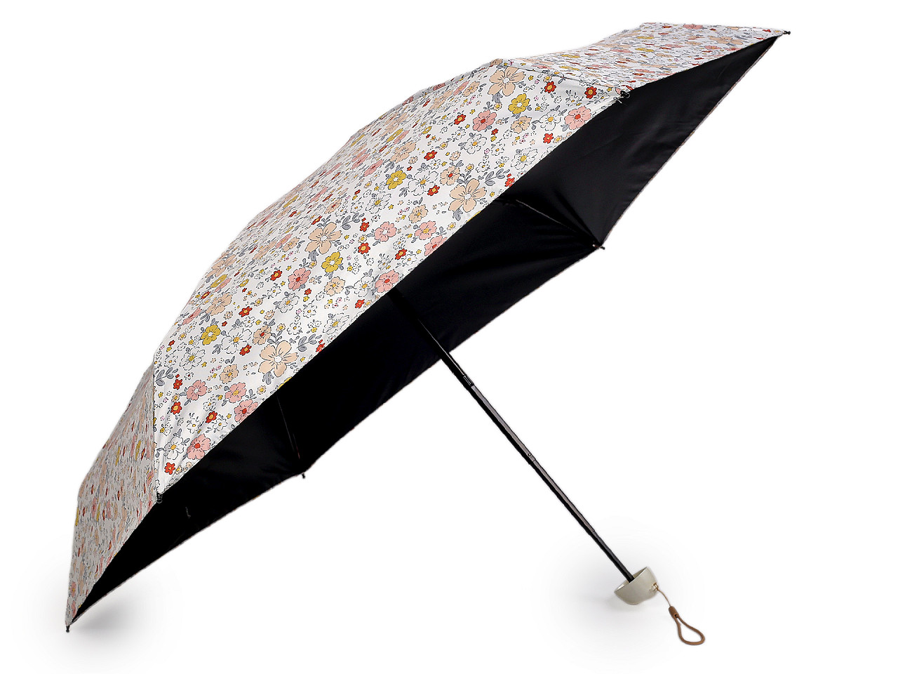 Dámský mini skládací deštník květy, střední, 3 modrá světlá