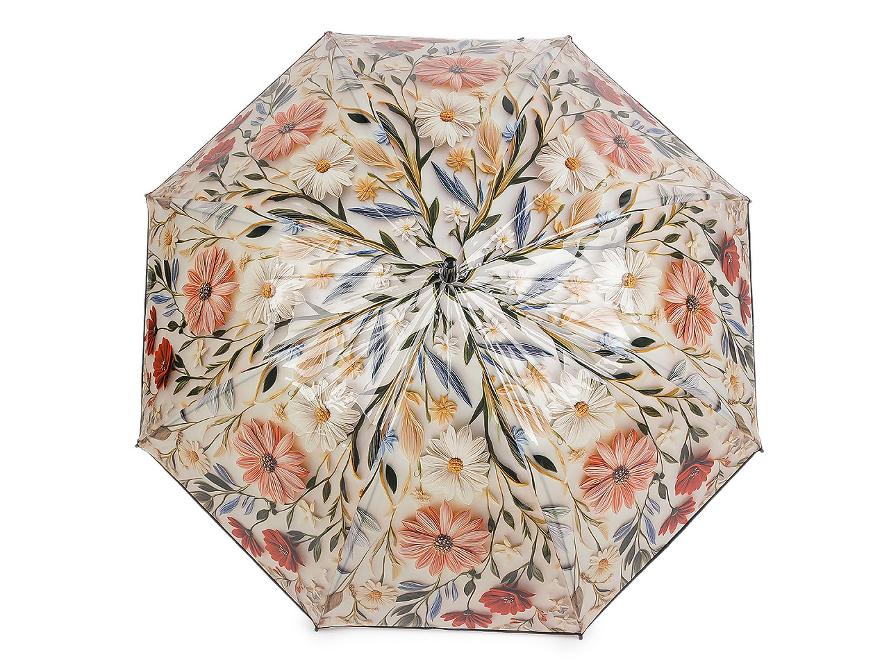 Dámský vystřelovací deštník květy, střední, 3 modrá