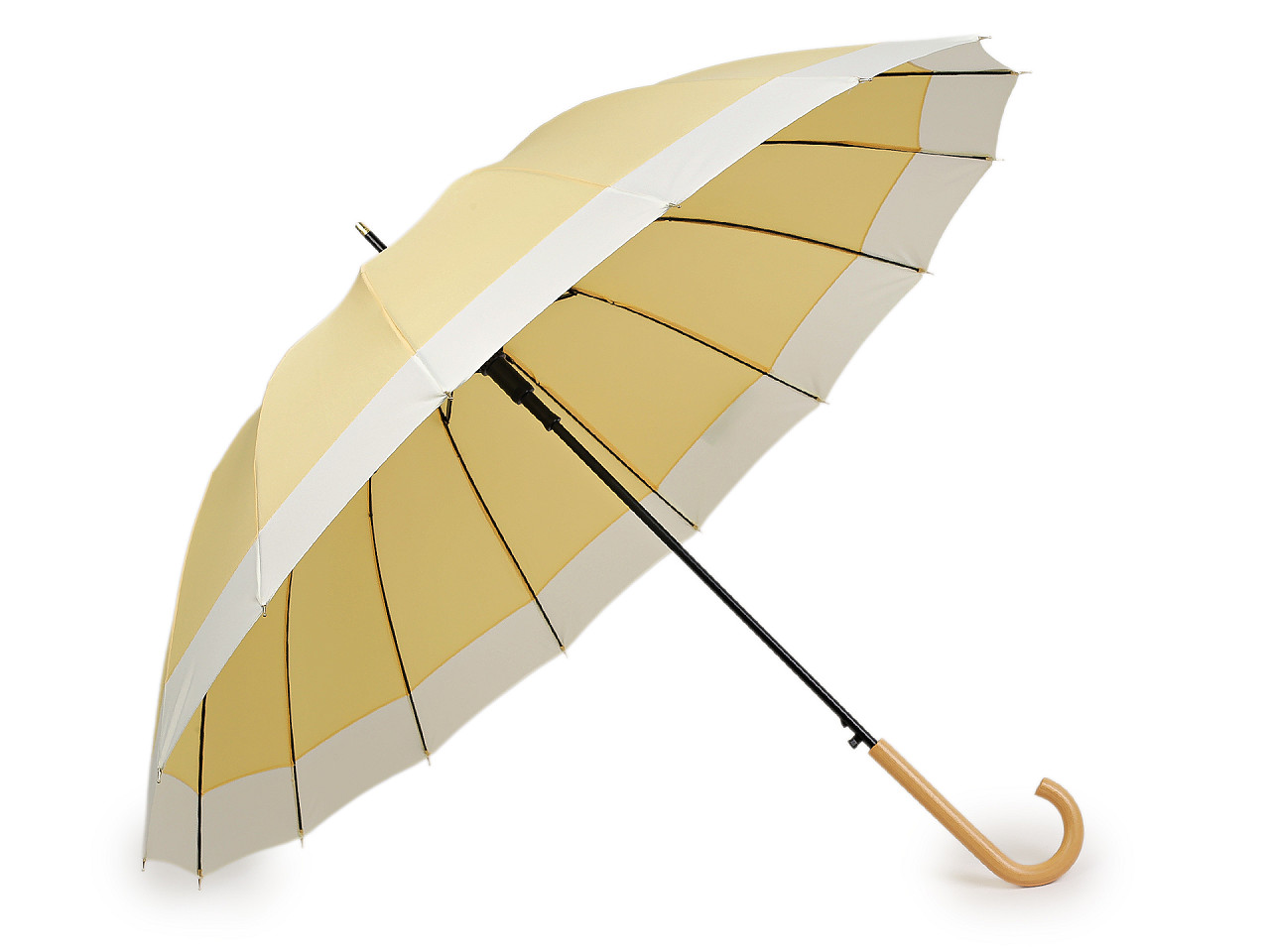 Velký rodinný deštník s dřevěnou rukojetí, velké, 3 lososová světlá