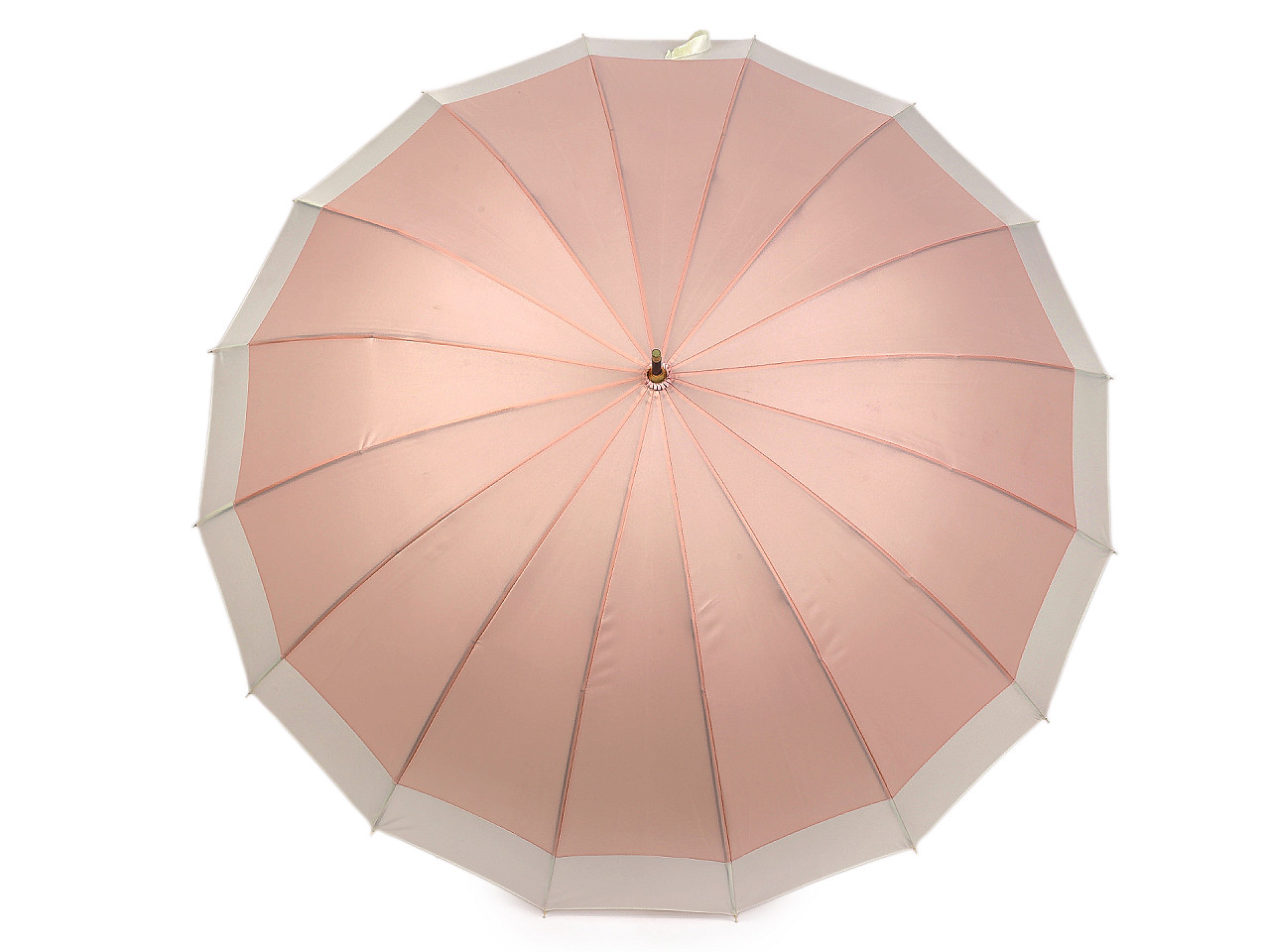Velký rodinný deštník s dřevěnou rukojetí, velké, 3 lososová světlá