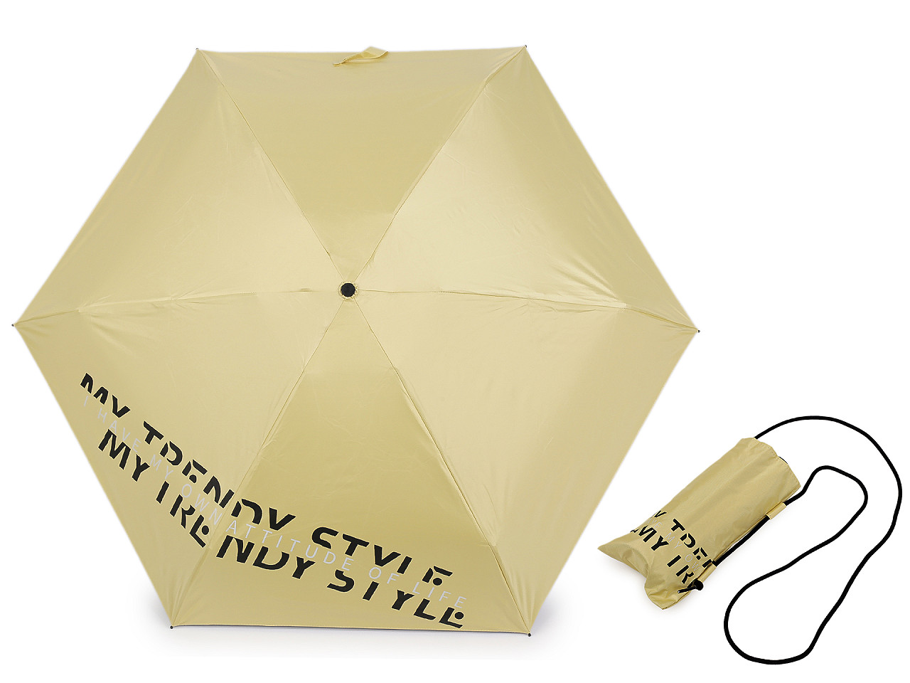 Dámský mini skládací deštník, střední, 4 černá