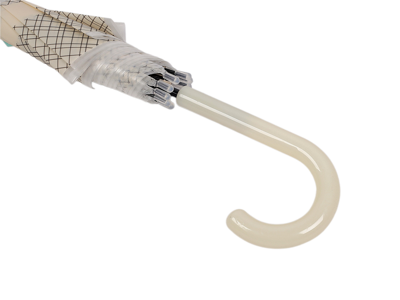 Dámský / dívčí vystřelovací deštník, střední, 3 krémová světlá květ