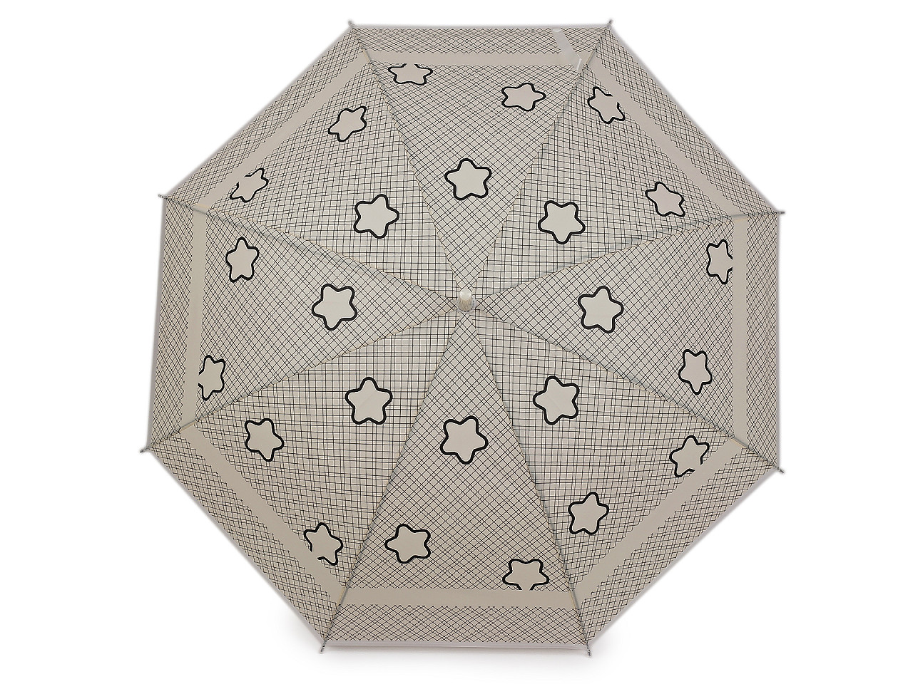 Dámský / dívčí vystřelovací deštník, střední, 3 krémová světlá květ