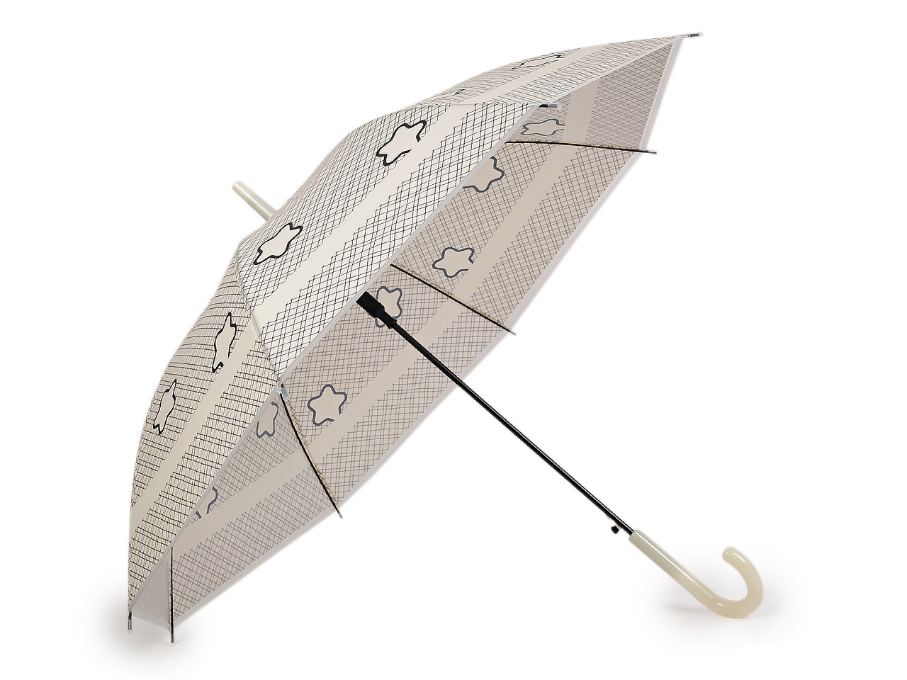 Dámský / dívčí vystřelovací deštník, střední, 3 krémová světlá květ