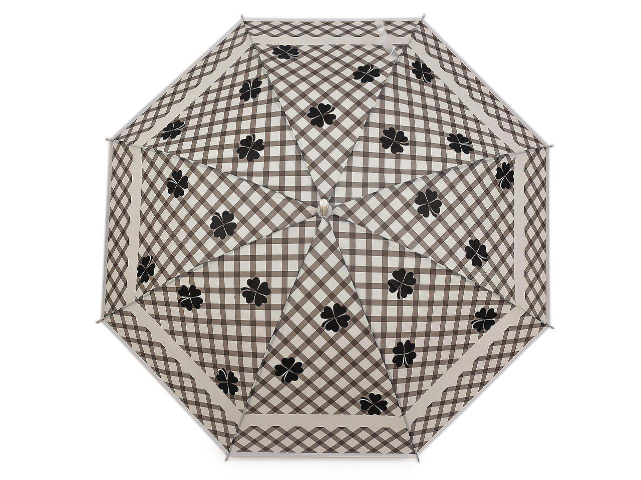 Dámský / dívčí vystřelovací deštník, střední, 3 krémová světlá květ